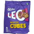 Milk chocolate Leo wafer cubes 150g package featuring delicious chocolate wafer cubes.