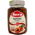 Sera apricot jam jar showcasing the organic texture and vibrant color, perfect for spreads and toppings.