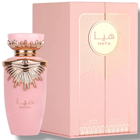Latafa Haya fragrance bottle available for purchase, showcasing premium quality from ALBASHA Store, perfect for discovering latafa perfumes online.