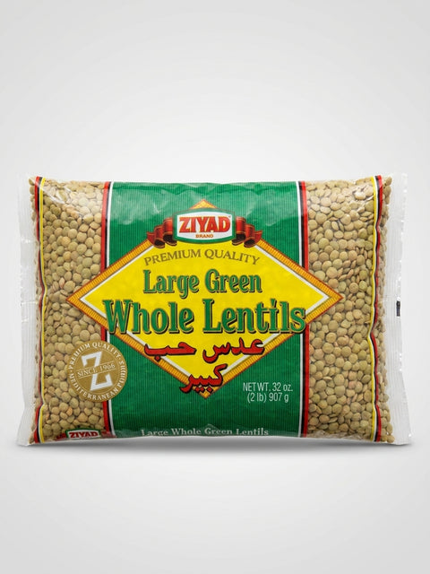 Ziyad Large Green Whole Lentils 32 oz - Premium Mediterranean Quality