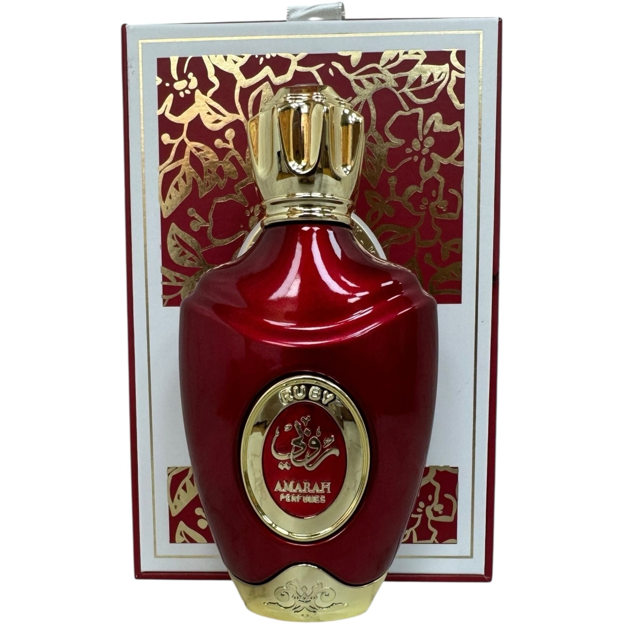 Bottle of PERFUME RUBYAMARAH, an exotic perfume for her by Lattafa, showcasing elegance and luxury.
