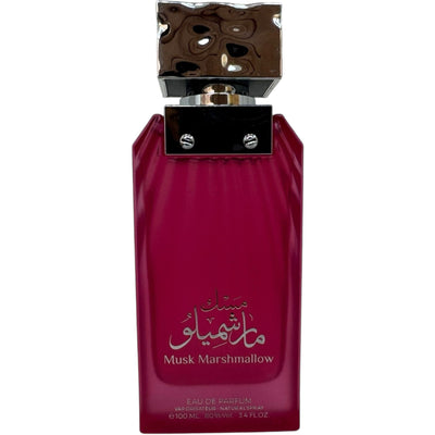 100ml bottle of Musk Marshmallow Perfume by Lattafa, showcasing its elegant design and fragrance appeal.