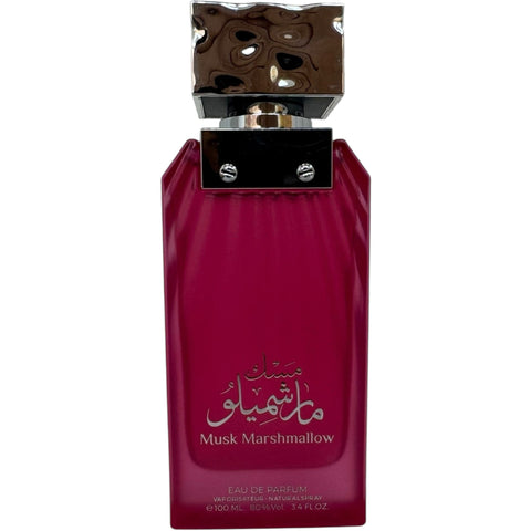 100ml bottle of Musk Marshmallow Perfume by Lattafa, showcasing its elegant design and fragrance appeal.
