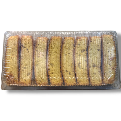 Pack of Cake rusk biscotte croustillante, ideal for enjoying as sweet biscuit sticks with tea or coffee, featuring a golden-brown color and crunchy bite.