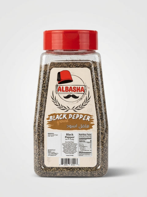 AlBasha Ground Black Pepper 7 oz - Premium Pure Fine Pepper