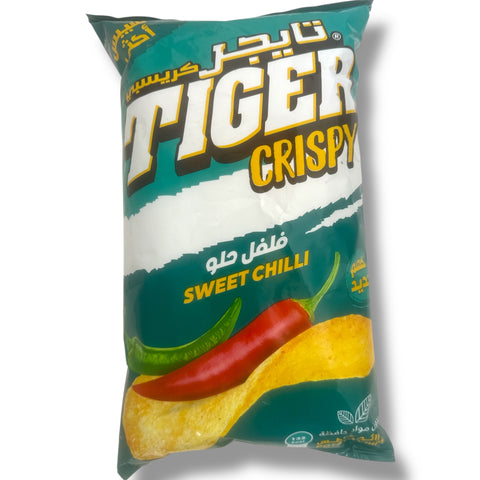 Tiger crispy chips sweet chili - a delicious snack made with a flavorful sweet chili seasoning, perfect for crunchy cravings.