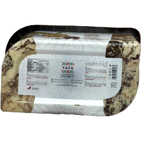 Yafa halva with chocolate 400g displayed elegantly, emphasizing its rich taste and craftsmanship.