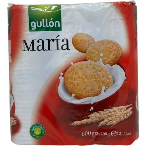 Gullon Maria tea biscuit 3pc packaging showcasing delicious Gullon Maria biscuits, a popular treat.