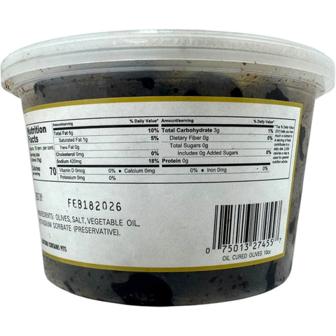 A close-up of Krinos imported oil cured olives, featuring premium cured olive varieties ideal for gourmet cooking and healthy snacking.