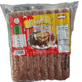 Pack of Halal Cevapi beef and veal link sausage by Cevapi, featuring six sausage links in a clear plastic packaging with nutritional information and preparation instructions on the label.