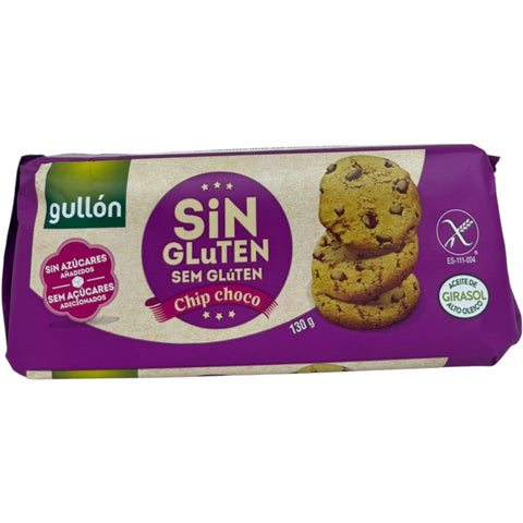 Gullon chip choco cookies packaging showcasing delicious chocolate chip cookies for a delightful snack.