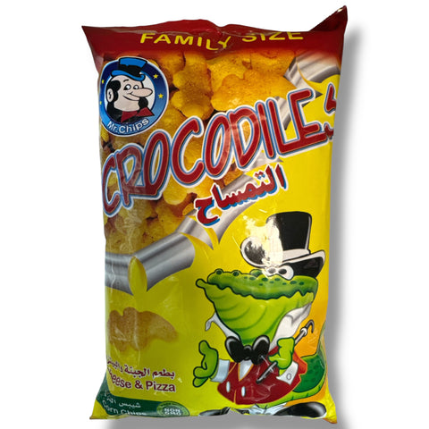 Mr.chips Crocodile snack pack showcasing its unique crocodile shape and vibrant packaging.