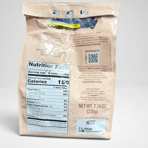 Loacker Quadratini Cappuccino 7.76 oz - Bite-Size Cream Wafer Cookies