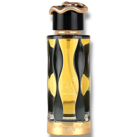Latafa treaq intense fragrance for men displayed in a luxurious setting highlighting its aromatic appeal.