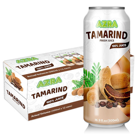 AZRA 100% organic juice in 500ml cans, serving as delicious zero sugar beverages for a balanced and healthy diet.