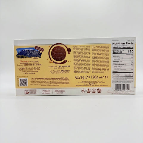 Loacker Tortina Dark Chocolate 126g - Italian Hazelnut Wafer Cookies