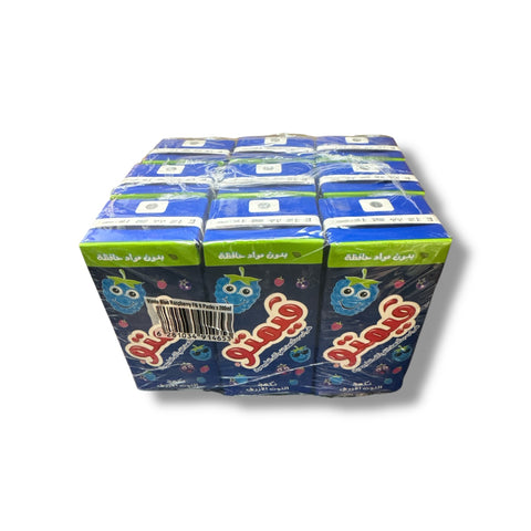 Vimto blue raspberry 9pc pack of fruit flavored beverages showcasing vibrant blue raspberry design.