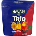Halabi Trio barbecue peanuts in a decorative bag from ALBASHA Store, perfect for snacks or parties.