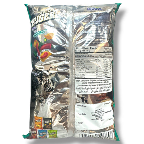 Close-up of Tiger chips sweet chili 90g, showcasing the crunchy texture ideal for enjoying sweet chili snacks.
