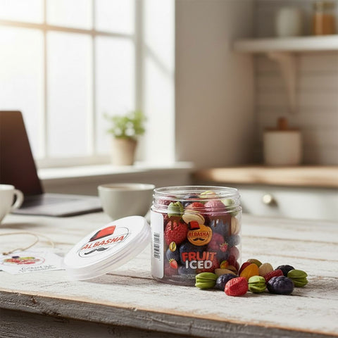 iced chocolate candy
premium fruit chocolate
gourmet chocolate with fruit
chocolate-covered fruit candy
fruit nut chocolate jar