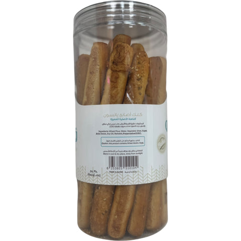 Close-up of Qablan fingers cookies with Anise traditional breadsticks, highlighting their texture and appealing presentation from ALBASHA Store.