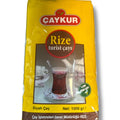 Caykur tea packaging featuring traditional Turkish design, showcasing authentic turkish caykur tea brand from ALBASHA Store.