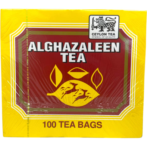 Alghazaleen tea bag showcasing organic Arabic tea blend with elegant packaging.