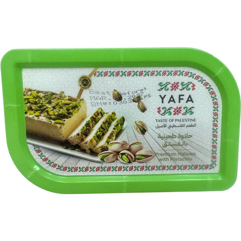 Yafa halva with pistachio 400g package showcasing the rich and delicious dessert made from pistachio halva 400g.