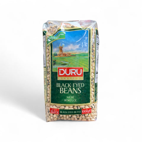 Duru Black Eyed Beans 1000g package displayed on a clean white background.