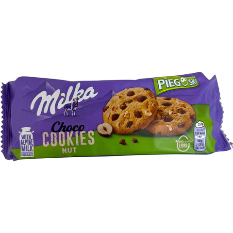 Milka piegusk cookies with nuts 135g - Delicious chocolate nut cookies from ALBASHA Store.