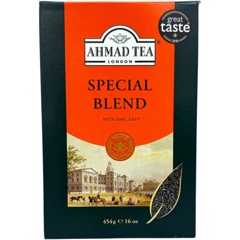 Ahmad tea special blend tea packaging featuring aromatic blend of high-quality tea leaves.