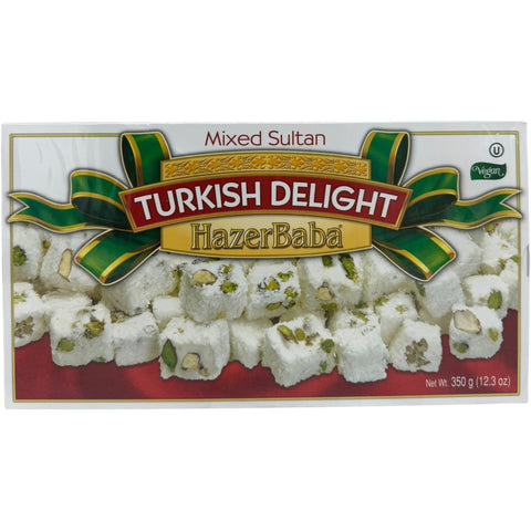 HazerBaba Authentic Turkish Delight Assortment featuring gourmet sweet treats in luscious flavors, showcasing traditional Turkish confectionery craftsmanship.