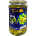 Sophine green olives - the best green olives from ALBASHA Store, perfect for enhancing dishes and snacks.