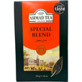 Close-up view of Ahmad tea special blend tea steeping in a cup, showcasing its rich color.