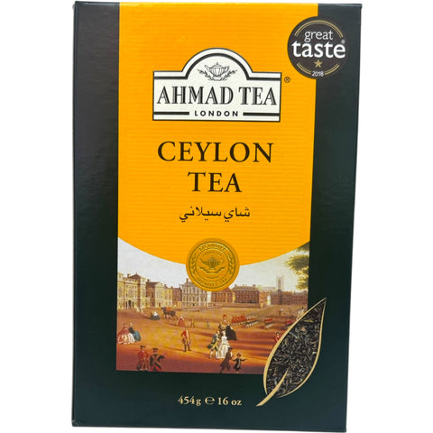 Luxurious Ahmad Ceylon tea loose leaf, displayed in a rustic tea cup, highlighting its fragrant aroma.