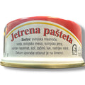 Close-up view of Jetrena pastets, highlighting the ingredients and nutritional information, perfect for healthy meal options.