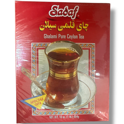 Sadaf ghalami pure ceylon tea in elegant packaging, showcasing its premium quality as a top choice for tea lovers.