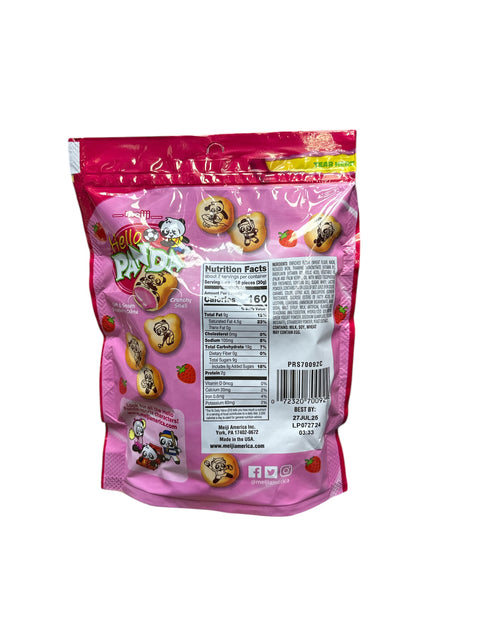 Meiji Hello Panda Strawberry Cream-Filled Cookies, Crunchy Bites with Sweet Strawberry Flavor