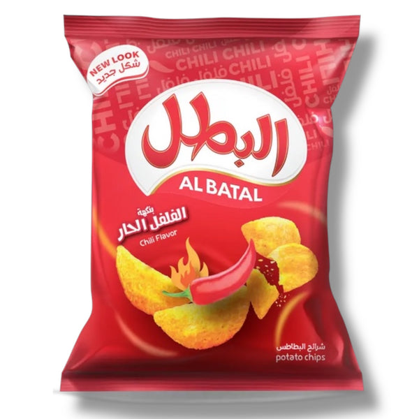 Al Batal Chili Flavor Chips – Spicy Halal Snack from the Middle East, a delicious option for fans of Arabic spicy snacks, showcasing bold flavors and a crunchy texture.