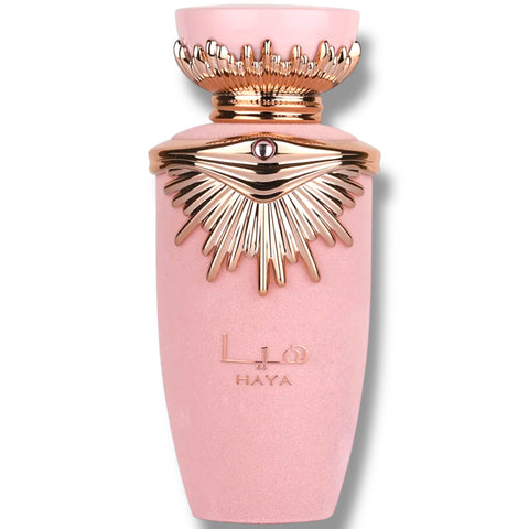 Elegant Latafa Haya perfume packaging displayed, illustrating luxurious scent options from ALBASHA Store, ideal for finding latafa perfumes online.