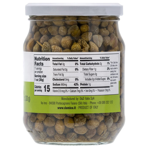 Fratelli D'Amico, Capers in Vinegar, Pickles no 9, 19.5oz, (580g)