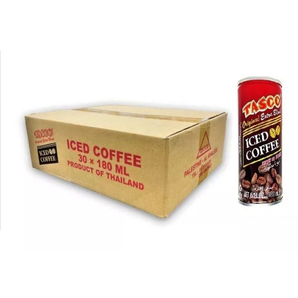 a can of iced coffee next to a cardboard box