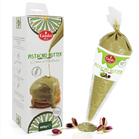 Gusto Etna Pistachio Nut Butter Cream Squeeze Pouch 400g (14.1 oz) – 20% Pistachio, Made in Italy, Pistachio Spread for Gelato, Pastry & Desserts