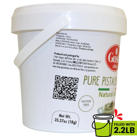 Gusto Etna Pure Pistachio Paste 3kg (6.6 lb) Tub – 100% Pistachios, Unsweetened Italian Pistachio Butter, Professional Use