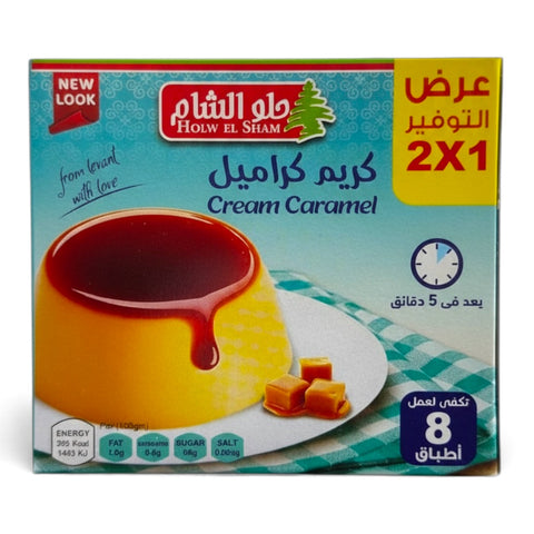 Holw El Sham Cream Caramel – 2×1 Offer, showcasing delicious and smooth caramel texture, perfect for dessert lovers.