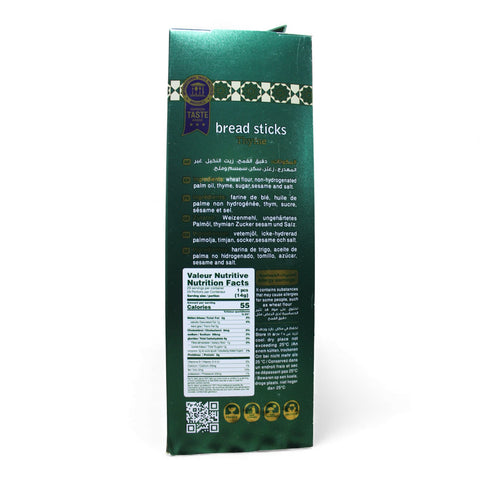 Al Nejmah Sweets – Bread Sticks Thyme (400g) with packs of crunchy thyme breadsticks, ideal for appetizers and sharing.