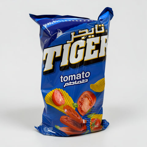 Tiger Chips – Tomato Flavor 200g bag showcasing vibrant tomato flavored chips for a bold and crunchy snack experience.