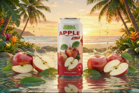 AZRA 100% organic fruit taste in convenient 500ml cans, ideal zero sugar beverages for nutritious and tasty hydration.
