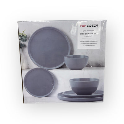 Stylish DINNERWARE SET grey stoneware - 12 PIECE - showcasing elegant design and durable material.