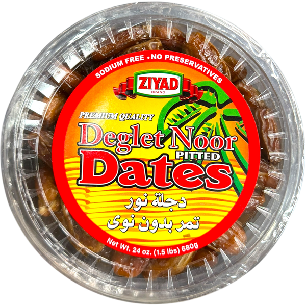 Ziyad Deglt Nour dates product packaging showcasing high quality Ziyad Tunisia Deglt Nour dates.